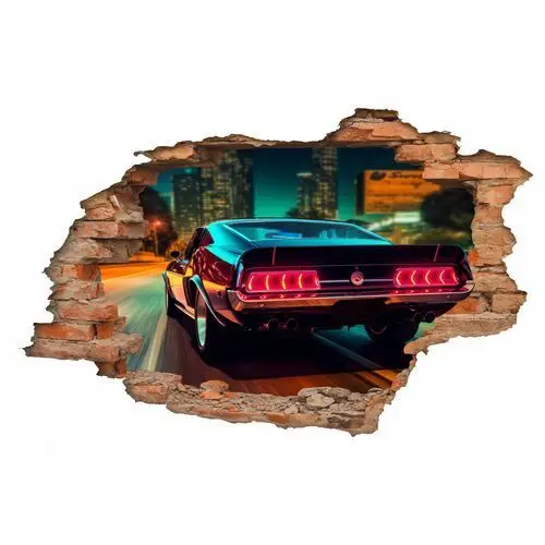 Dziura cegły efekt 3D naklejka ścianę fototapeta auto samochód muscle car