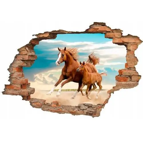Dziura cegły naklejka fototapeta samoprzylepna koń konie naklejki ścienne