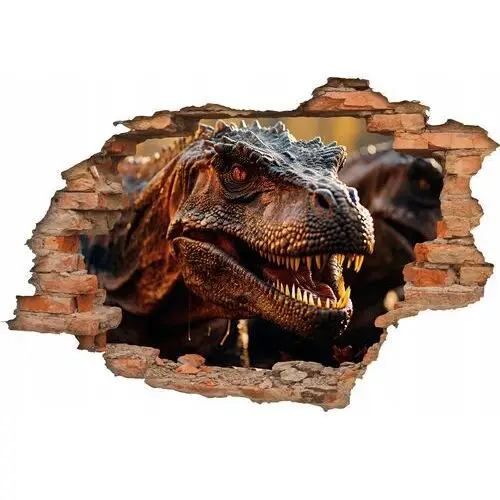 Dziura efekt 3D naklejka na ścianę trex Dinozaur t-rex Dinozaury jurajski