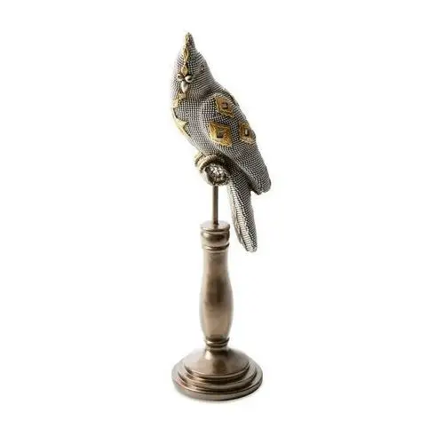Figurka ceramiczna Kali 1 8x10x35 papuga srebrna złota Eurofirany, 395260