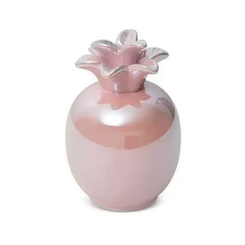 Figurka ceramiczna Simona 1 9x9x14 ananas różowy z perłowym połyskiem 02 Eurofirany, 392065