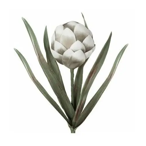 Eurofirany Karczoch - sztuczny kwiat dekoracyjny z pianki foamirian ∅ 12 x 60 cm biały,srebrny