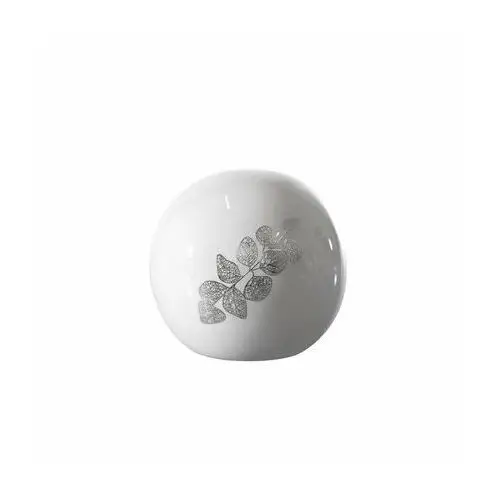 Eurofirany Kula ceramiczna z nadrukiem ażurowej srebrnej gałązki ∅ 9 x 9 cm biały,srebrny