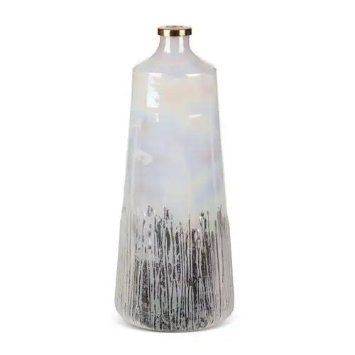 Eurofirany Szklany wazon dekoracyjny aden (02) (fi) 19x43 cm kremowy