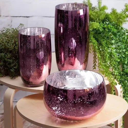 Eurofirany Szklany wazon dekoracyjny molly (fi) 16x38 cm różowy