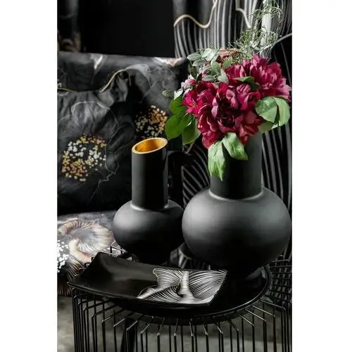 Wazon 24x40 peonia 5 czarny złoty ze szkła artystycznego limited collection Eurofirany