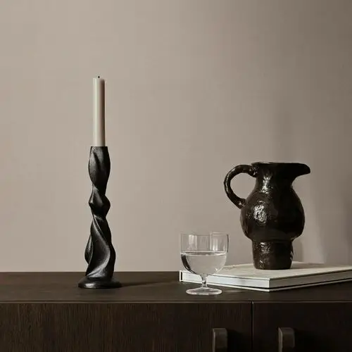 Ferm living gale świecznik 25 cm blackened aluminium