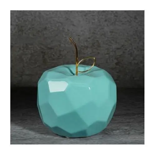 Figurka ceramiczna APEL - jabłko o geometrycznych kształtach 13 x 13 x 10 cm niebieski,złoty