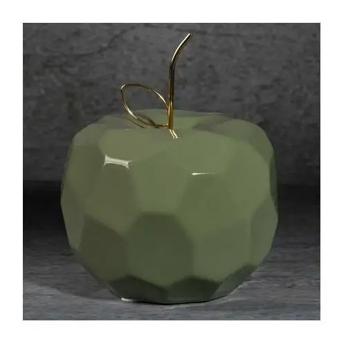 Figurka ceramiczna APEL - jabłko o geometrycznych kształtach 16 x 16 x 13 cm zielony,złoty