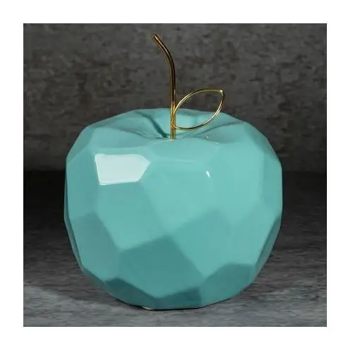 Figurka ceramiczna APEL - jabłko o geometrycznych kształtach 16 x 16 x 13 cm niebieski,złoty