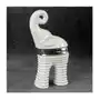 Figurka ceramiczna ZELDA słoń o prążkowanej fakturze 13 x 7 x 25 cm biały,srebrny Sklep on-line