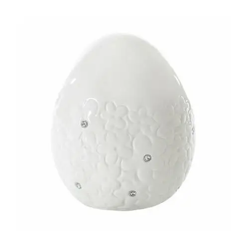 Figurka z dolomitu - jajko wielkanocne zdobione kryształkami ∅ 11 x 12 cm biały