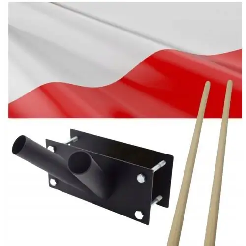 Flaga Polski Uchwyt Do Flagi Na Balkon Zestaw Balkonowy Podwójny Czarny
