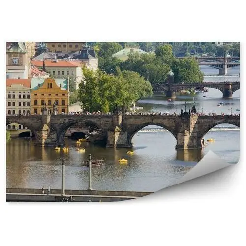 Praga mosty krajobraz architektura Fototapeta samoprzylepna Praga mosty krajobraz architektura 250x250cm MagicStick