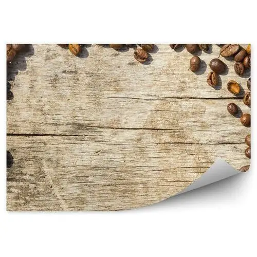 Rozsypane ziarenka kawy drewniane tło ramka fototapeta rozsypane ziarenka kawy drewniane tło ramka 250x250cm fizelina Fototapety.pl