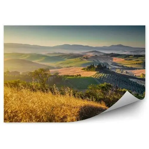 Toskański krajobraz panorama wschód słońca val d'orcia włochy Fototapeta Toskański krajobraz panorama wschód słońca val d'orcia włochy 250x250cm Fizelina