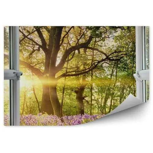 Fototapety.pl Wiosenny krajobraz za oknem drzewa kwiaty fototapeta na ścianę wiosenny krajobraz za oknem drzewa kwiaty 250x250cm fizelina