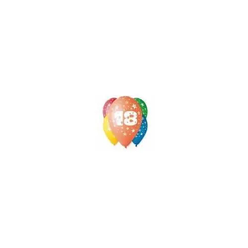 Balony 12" z nadrukiem "18" Pastel, różnokolorowe, 5 szt., GS110/18