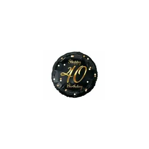 Balon foliowy happy 40 birthday 45 cm czarny, złoty Godan
