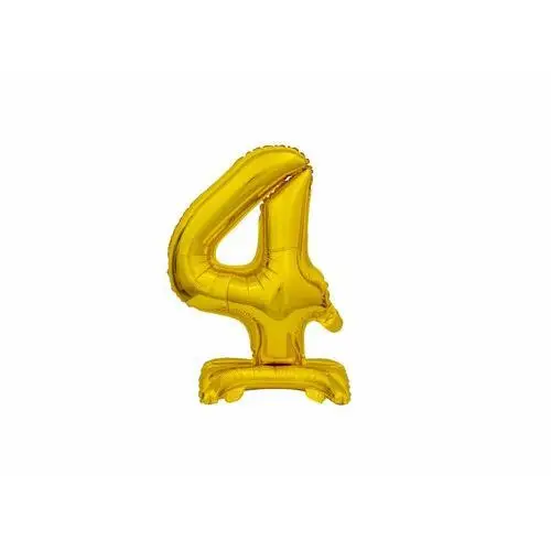 Balon foliowy stojący cyfra 4 złota - 38 cm