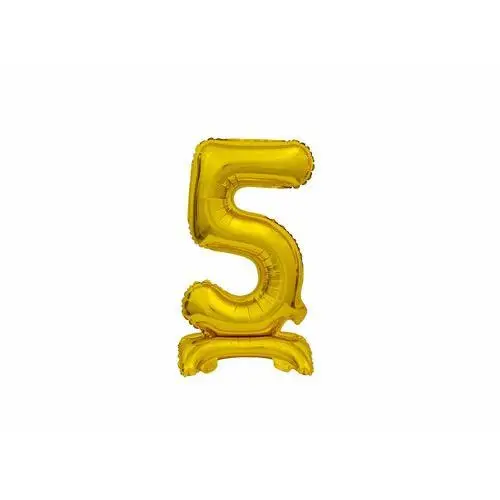 Balon foliowy stojący cyfra 5 złota - 38 cm Godan