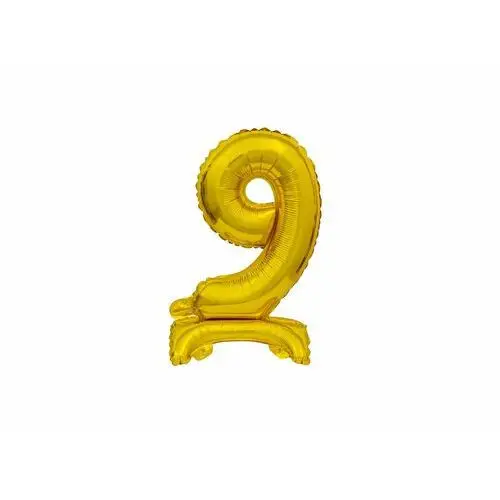 Balon foliowy stojący cyfra 9 złota - 38 cm Godan