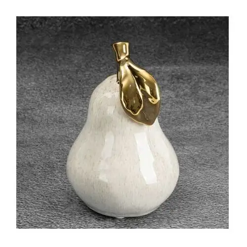 GRUSZKA- Figurka ceramiczna DARLA ze złotym akcentem 10 x 10 x 15 cm kremowy,złoty