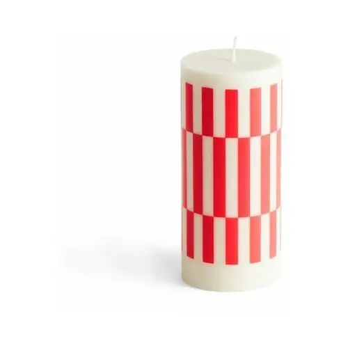 Hay column candle świeca blokowa 15 cm off white-red