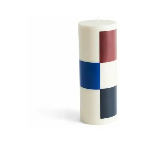 Hay column candle świeca blokowa 25 cm off white-brown-black-blue