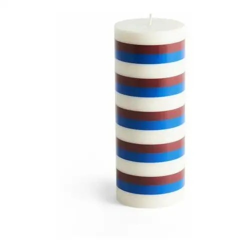 Hay column candle świeczka blokowa 20 cm off white-brown-blue