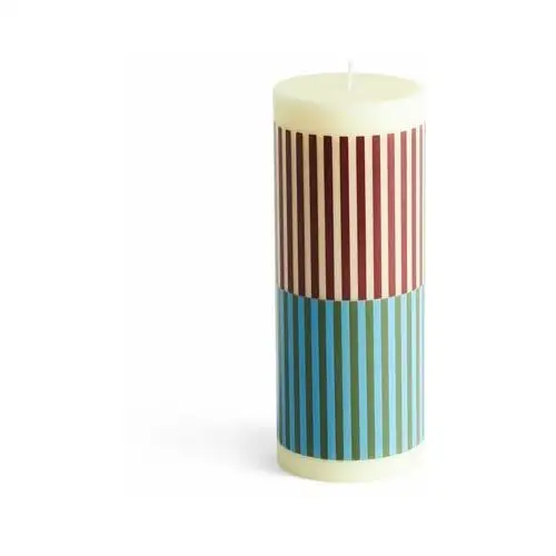 Column candle świeczka blokowa 20 cm yellow-brown-light blue-army Hay