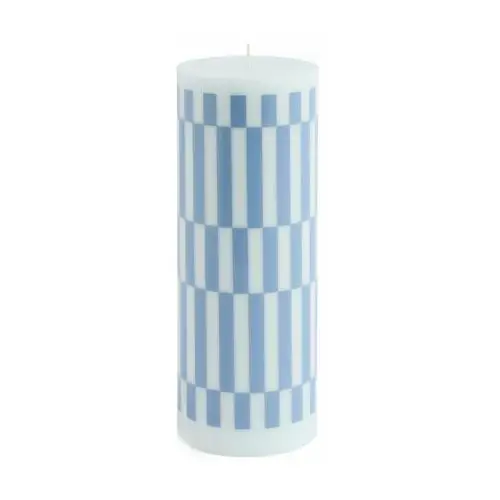 świeca column candle large 25 cm light blue-dusty blue check Hay