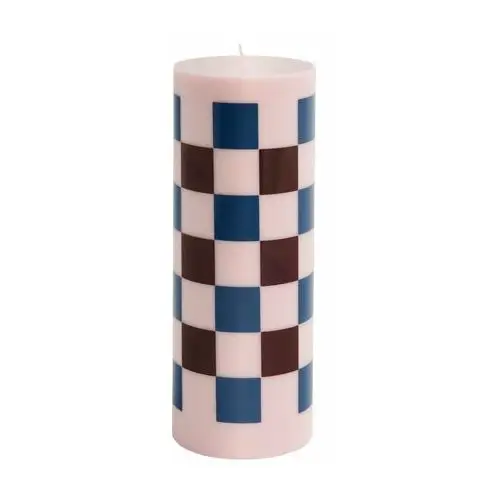 Hay świeca column candle large 25 cm pink-bordeaux-dark blue check