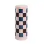 Hay świeca column candle large 25 cm pink-bordeaux-dark blue check Sklep on-line