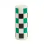 Hay świeca column candle medium 20 cm off white-green-black check Sklep on-line