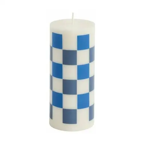 Hay świeca column candle small 15 cm off white-blues