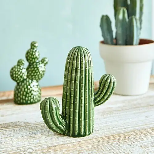 Dekoracja stojąca cactus kaktus ceramiczny 14x6x16 cm Homla