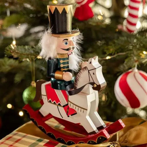 Figurka NUTCRACKER dziadek do orzechów na biegunach ciemnozielony 28 cm