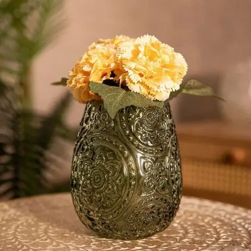 Homla Lampion rosas szklany zielony 12x15 cm