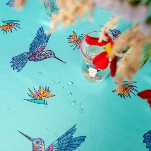 Homla Obrus frida kahlo z wzorem kolibra turkusowy 150x300 cm