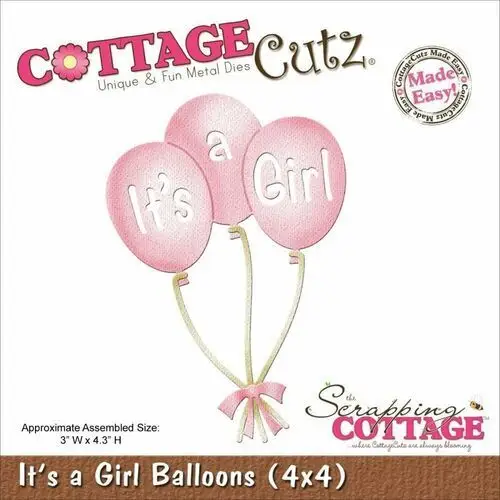 Inna (inny) Wykrojnik - cottage cutz - it's a girl balloons balony - to dziewczynka