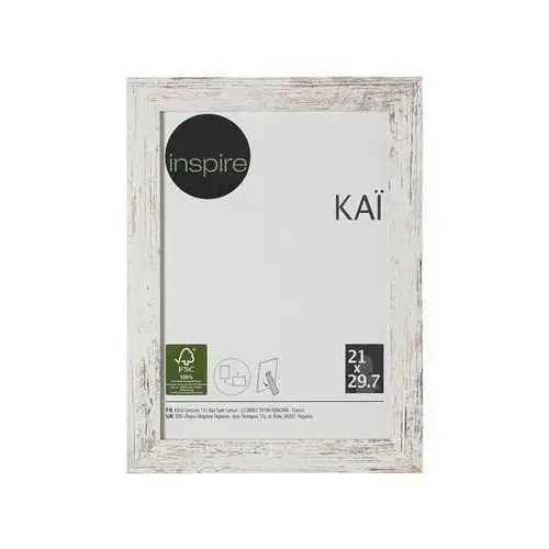 Ramka na zdjęcia KAI 21 x 29.7 cm biała shabby MDF INSPIRE