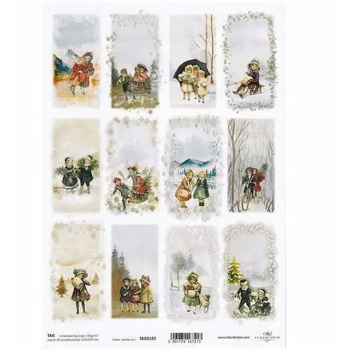 Papier do scrapbookingu A4 - TAG0192 dzieci vintage Boże Narodzenie