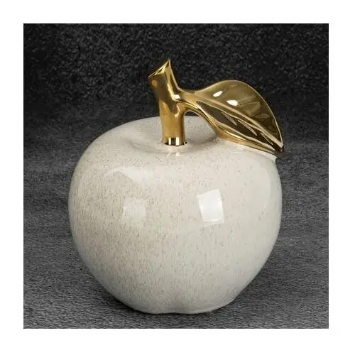 JABŁKO- figurka ceramiczna DARLA ze złotym akcentem 15 x 15 x 17 cm kremowy,złoty