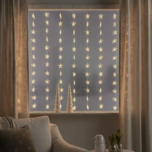 Konstsmide Christmas Kurtyna świetlna LED gwiazdy, 120-pkt. ciepła biel