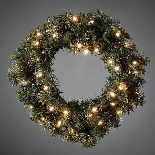Konstsmide Christmas Na zewnątrz – wieniec świerkowy LED 40pkt, czujnik, 686569