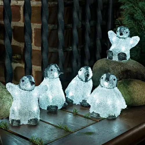 Konstsmide Christmas Zestaw pięciu akrylowych figurek świetlnych LED - pingwinki dziecięce