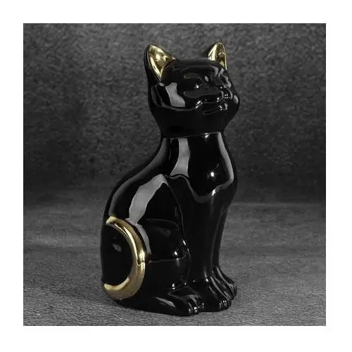 Kot figurka dekoracyjna ceramiczna czarno-złota 11 x 9 x 20 cm czarny,złoty