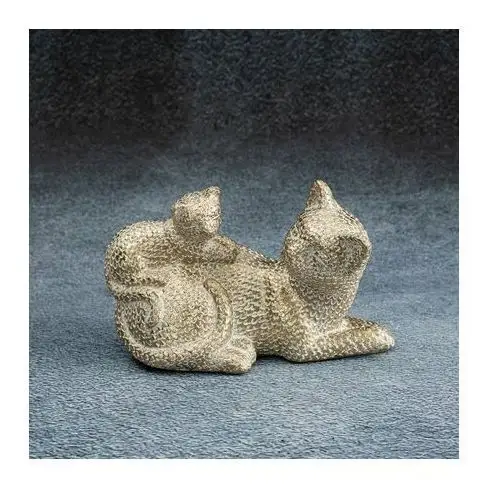 Kotki - figurka dekoracyjna ELVIN o drobnym strukturalnym wzorze łuski, szampańska 9 x 20 x 12 cm szampański