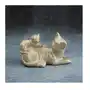 Kotki - figurka dekoracyjna ELVIN o drobnym strukturalnym wzorze łuski, szampańska 9 x 20 x 12 cm szampański Sklep on-line
